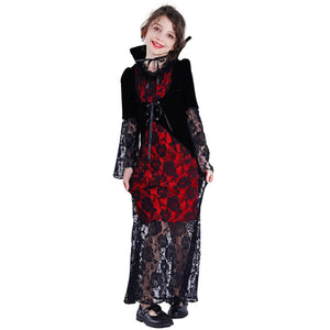 Girls Vampire Costume Red Black Dress Halloween Masquerade Party Scary –  Sun Baby